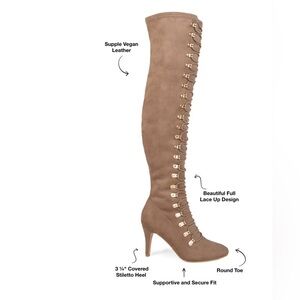 NIB Journee Sexy Brown Lace-Up Knee-High Boots
